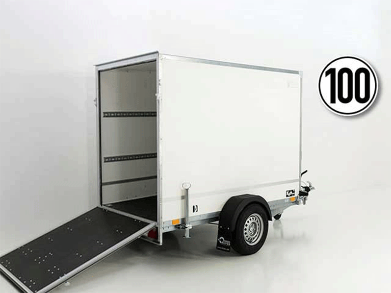 Kofferanhänger BK 130 × 264 cm Höhe: 180 cm 1,3 t, Rampe