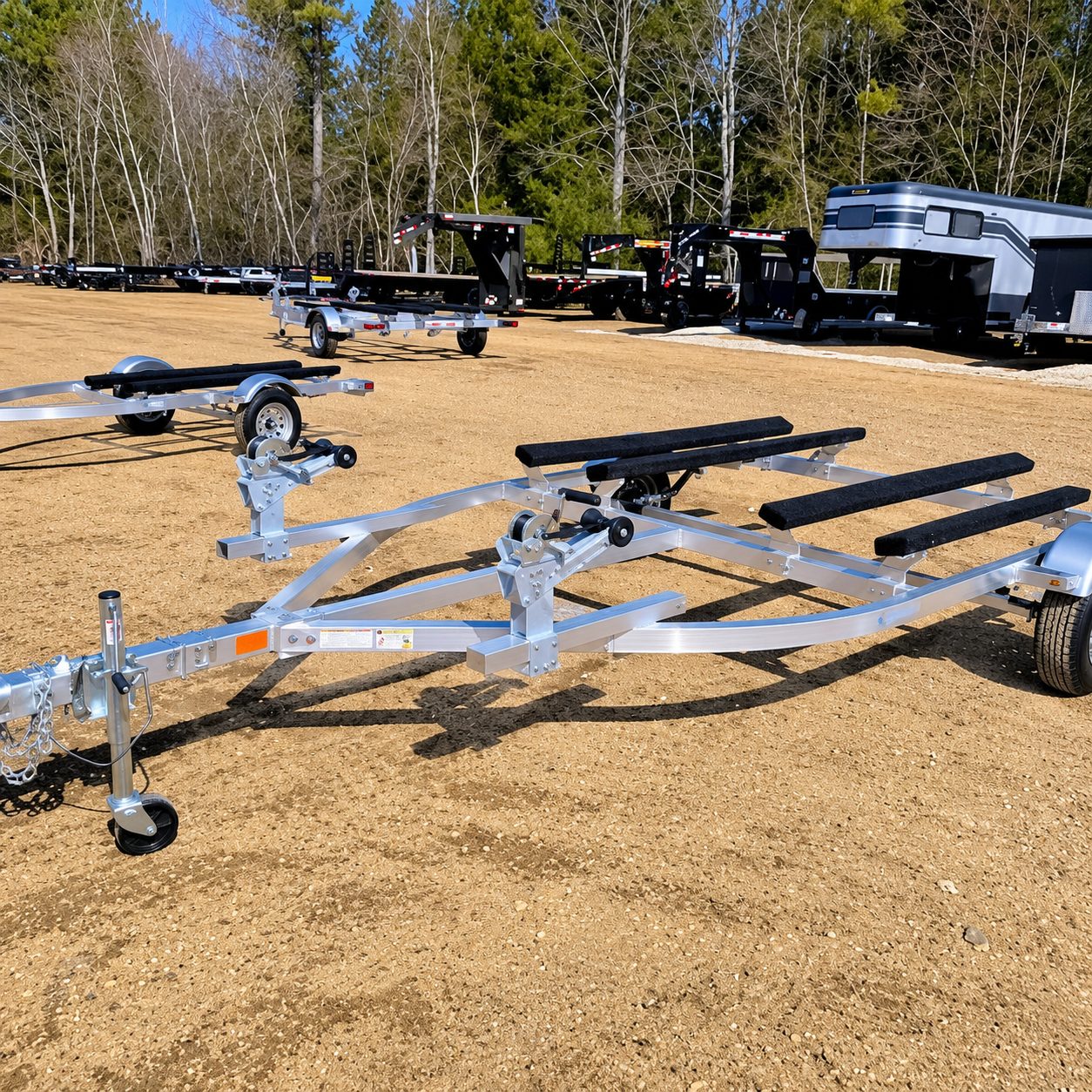 Shore Haven Aluminium-Anhänger für 2 Wassermotorräder / Jetskis mit teppichbezogenen Bunks