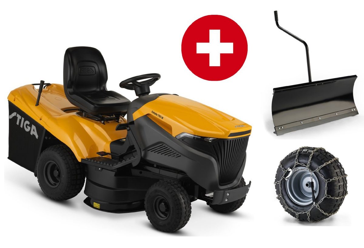 Stiga Rasentraktor Estate 792 W - Winterpaket mit Schneeschild und Schneeketten