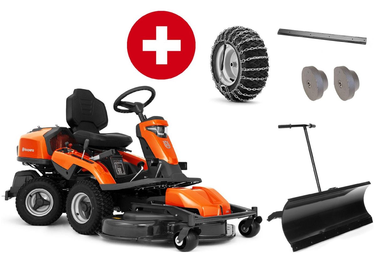 Husqvarna professional front mower R 316TX inkl. mowing deck Combi 103 - winter package with snow blade, rubber blade, Gewicht and snow chains